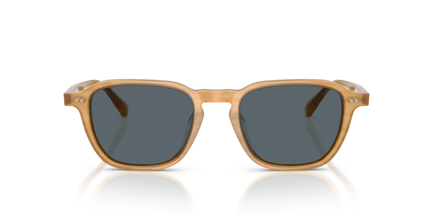 Oliver Peoples Emryn with Semi-Matte Goldwood frame and Blue lenses - Image Material 