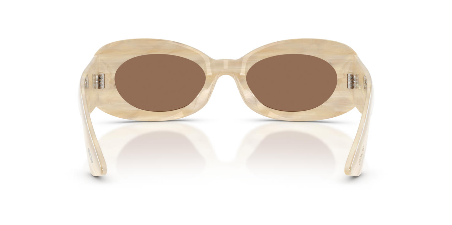 Oliver Peoples 1992C avec une monture Satiné beige et des verres Brun - Image Plaquettes de nez