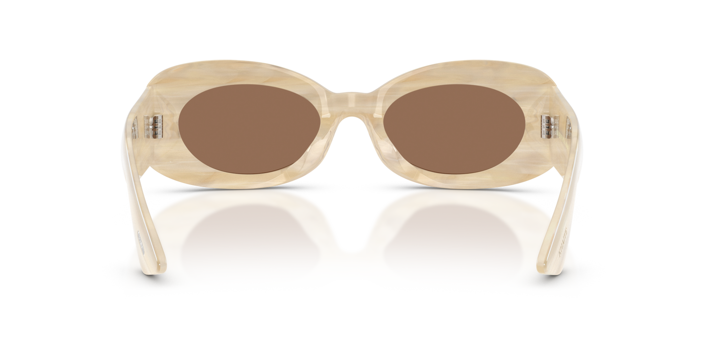 Oliver Peoples 1992C avec une monture Satiné beige et des verres Brun - Image Plaquettes de nez