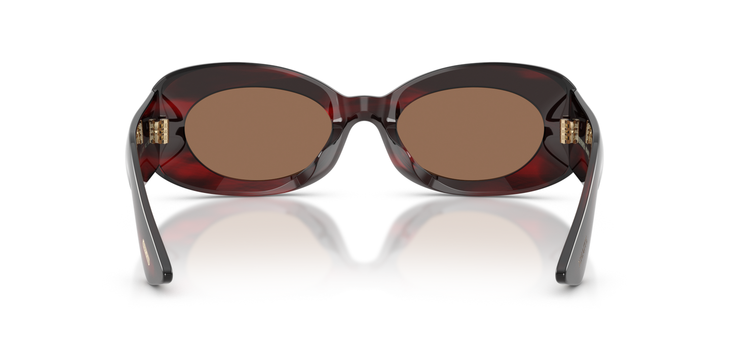 Oliver Peoples 1992C con montura Corteza rojo burdeos y lentes Marrón - Imagen Plaquetas nasales