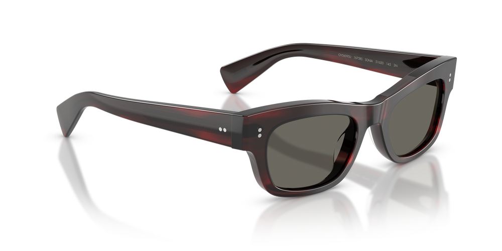 Oliver Peoples Sonia con montura Corteza rojo burdeos y lentes Gris - El 3