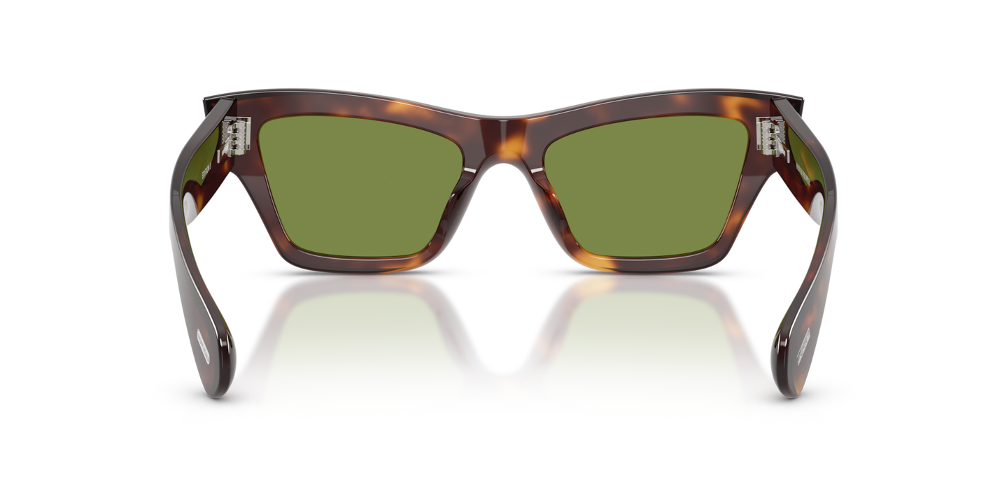Sie Oliver Peoples Edition 3 mit Mahagoni dunkel Gestell und Grün Gläsern - Bild Stegplättchen