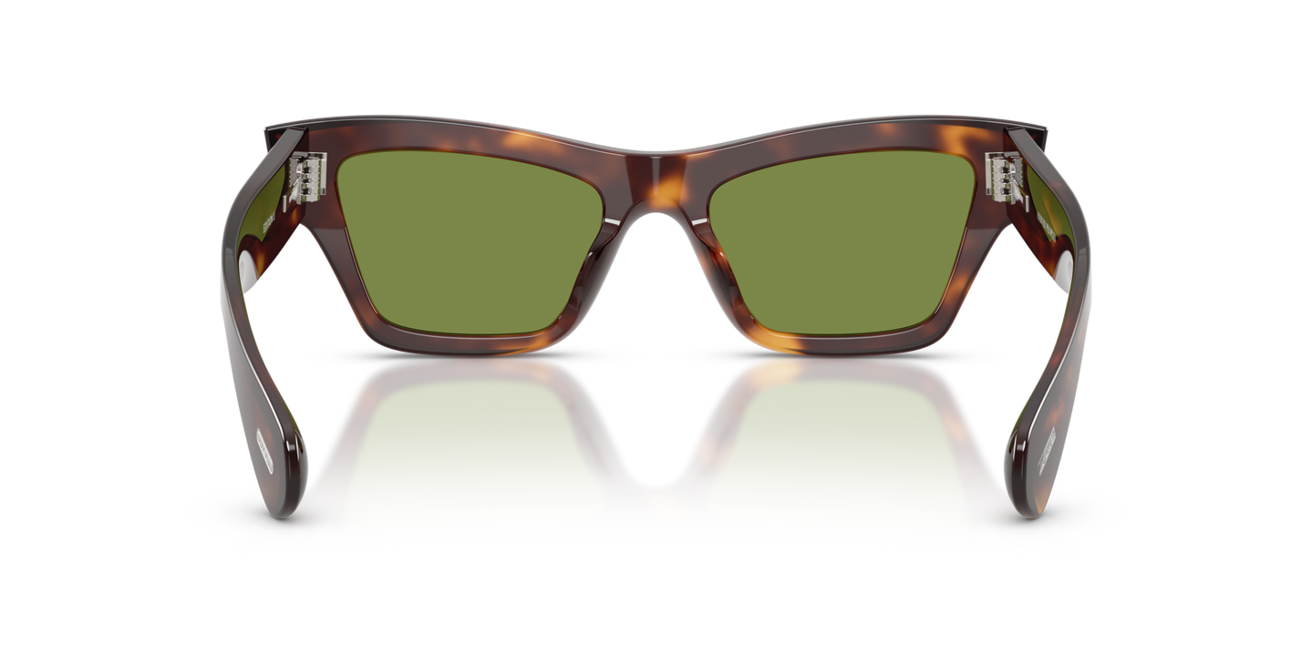 Sie Oliver Peoples Edition 3 mit Mahagoni dunkel Gestell und Grün Gläsern - Bild Stegplättchen