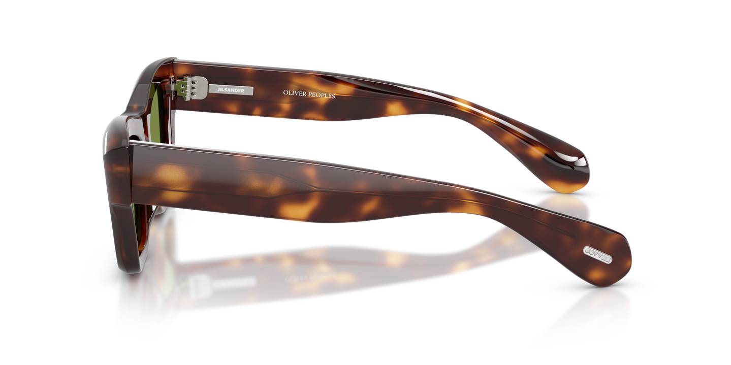 Sie Oliver Peoples Edition 3 mit Mahagoni dunkel Gestell und Grün Gläsern - Bild Gelenk