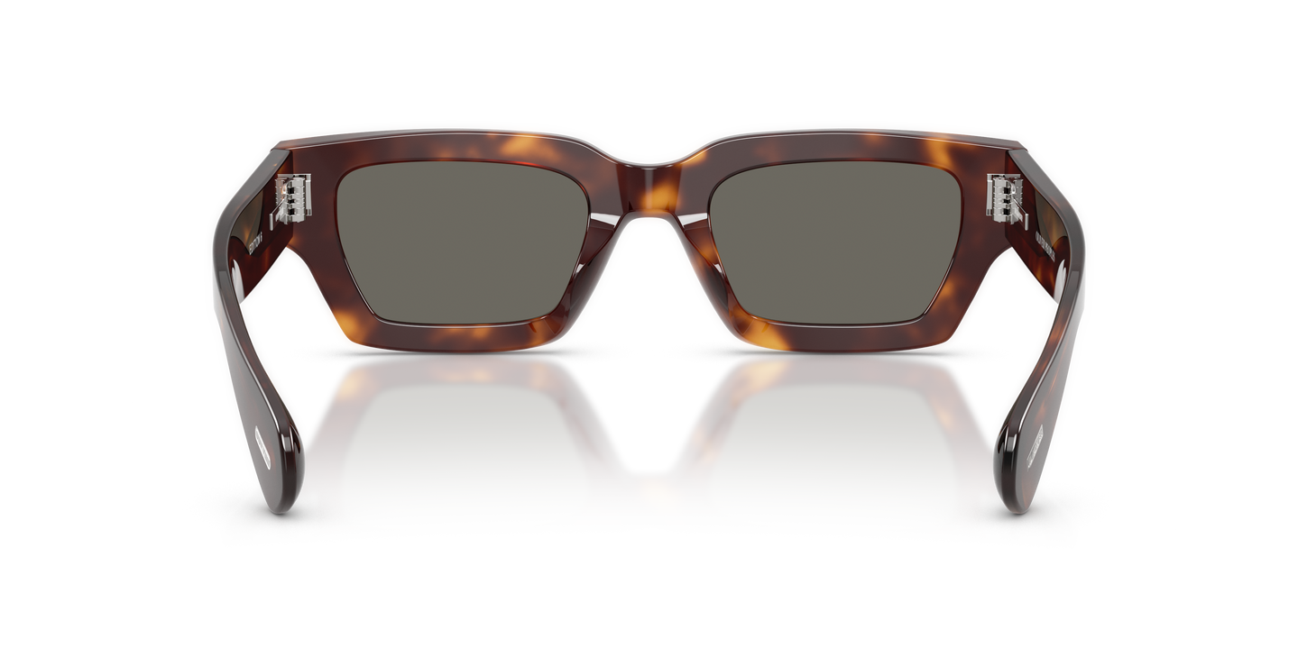 Sie Oliver Peoples Edition 6 mit Mahagoni dunkel Gestell und Grau Gläsern - Bild Stegplättchen