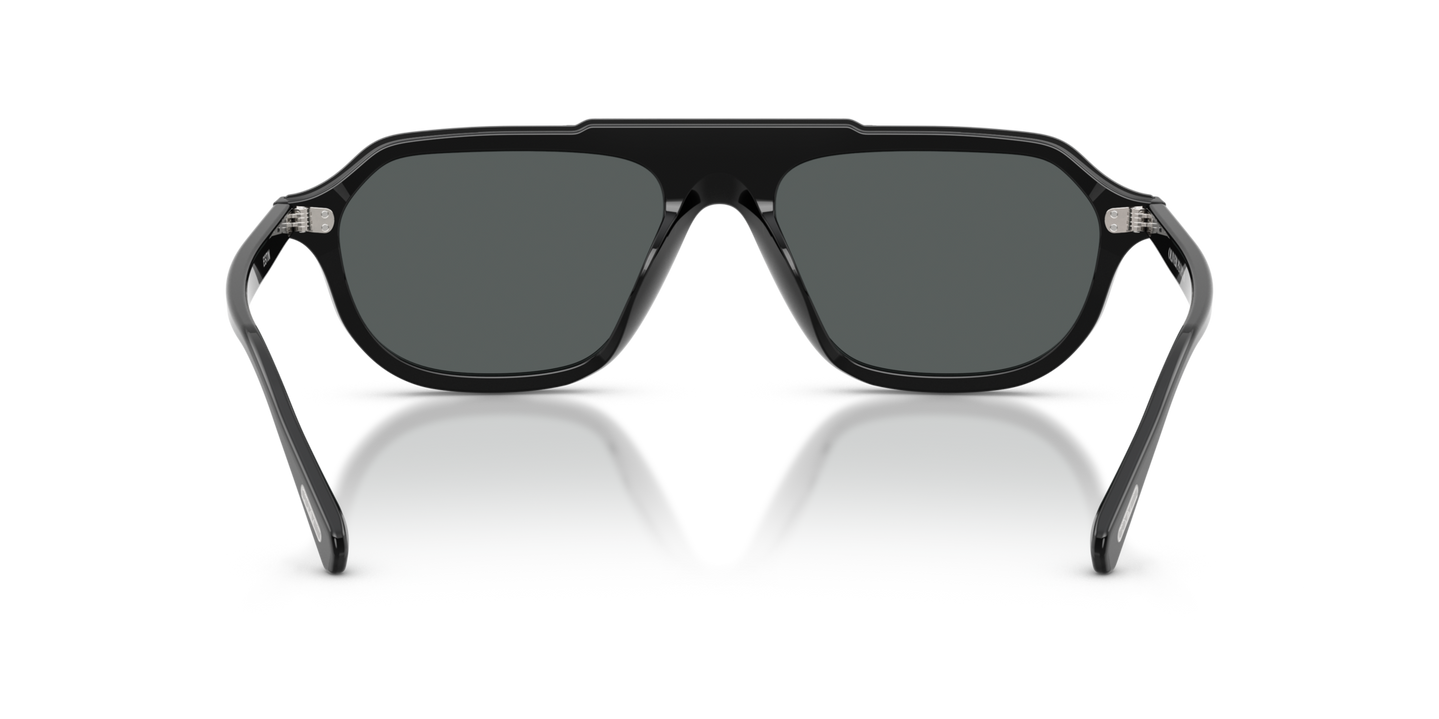Sie Oliver Peoples Estin mit Schwarz Gestell und Grau Gläsern - Bild Stegplättchen