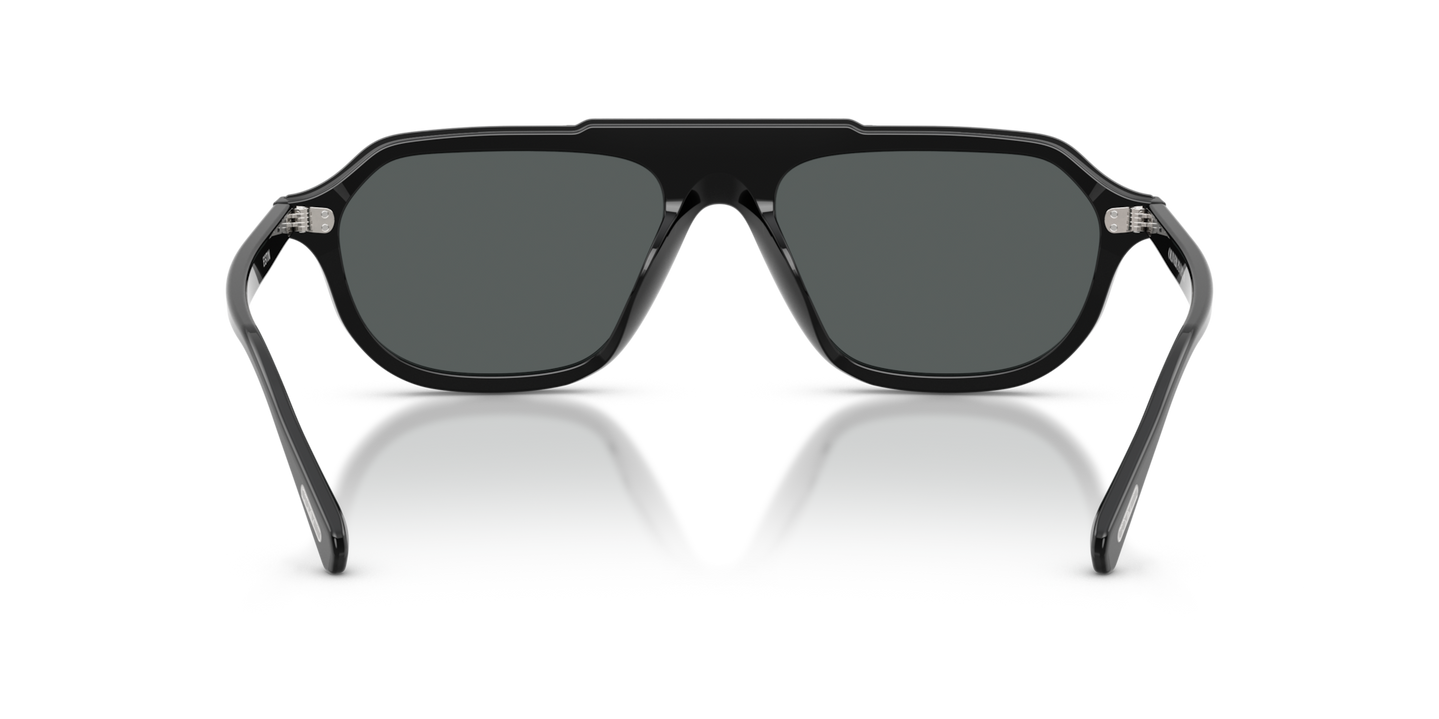 Sie Oliver Peoples Estin mit Schwarz Gestell und Grau Gläsern - Bild Stegplättchen
