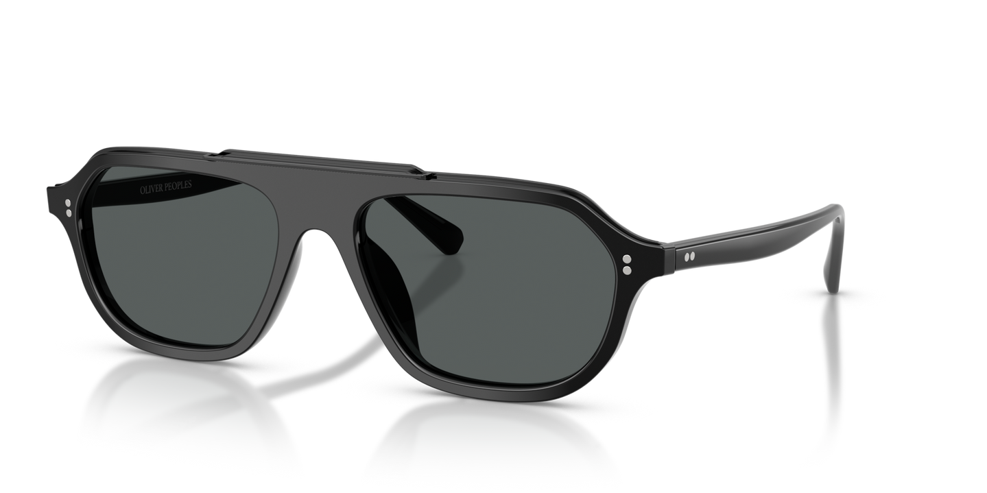 Sie Oliver Peoples Estin mit Schwarz Gestell und Grau Gläsern - Bild Details des oberen Stegs