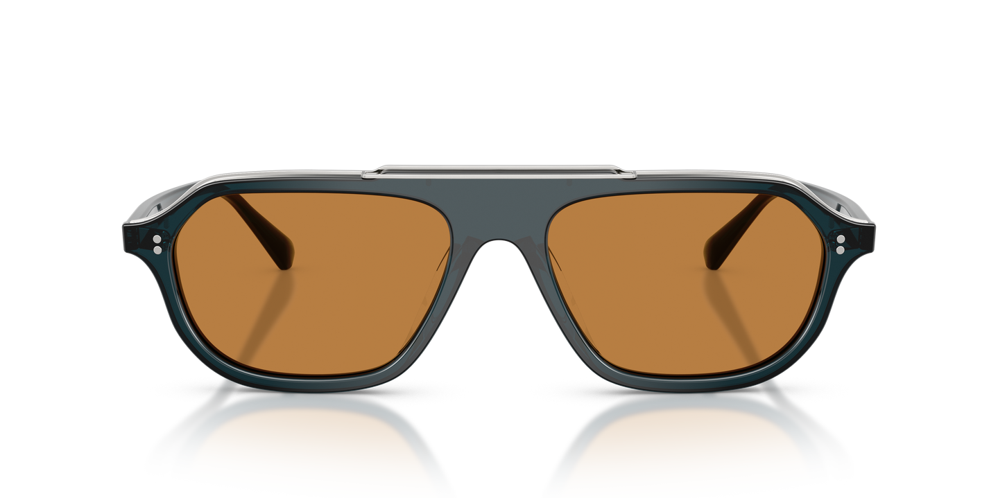 Oliver Peoples Estin with Midnight Teal frame and Cognac lenses