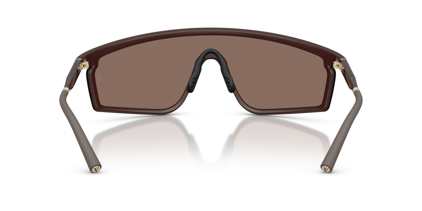 Sie Oliver Peoples R-20 mit Mokka Gestell und Braun Gläsern - Bild Stegplättchen