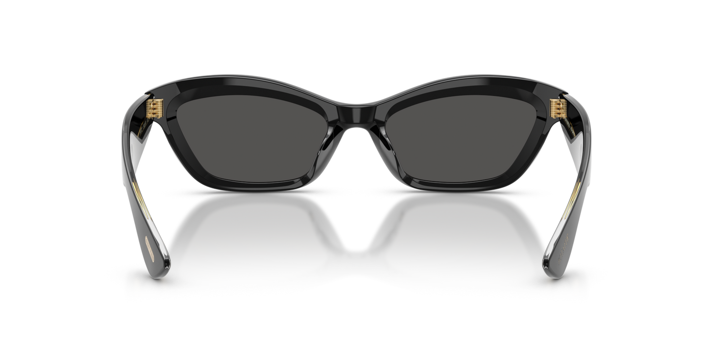 Sie Oliver Peoples 1997C mit Schwarz Gestell und Grau Gläsern - Bild Stegplättchen