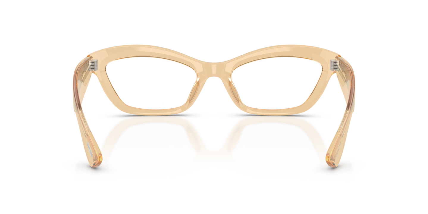 Sie Oliver Peoples 1997C mit Champagne Gestell und Klar Gläsern - Bild Stegplättchen