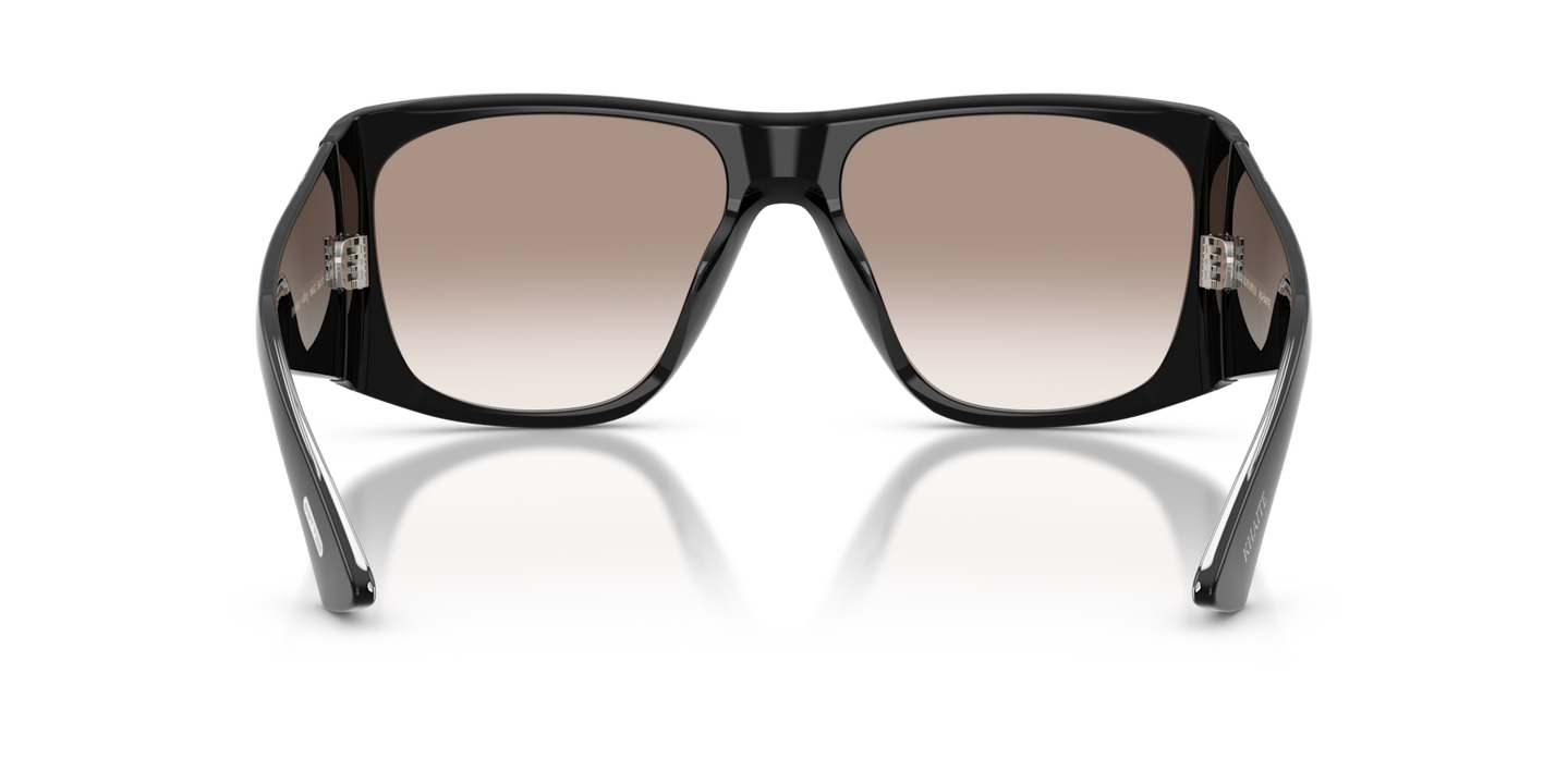 Sie Oliver Peoples 1965C mit Schwarz Gestell und Braun Gläsern - Bild Stegplättchen