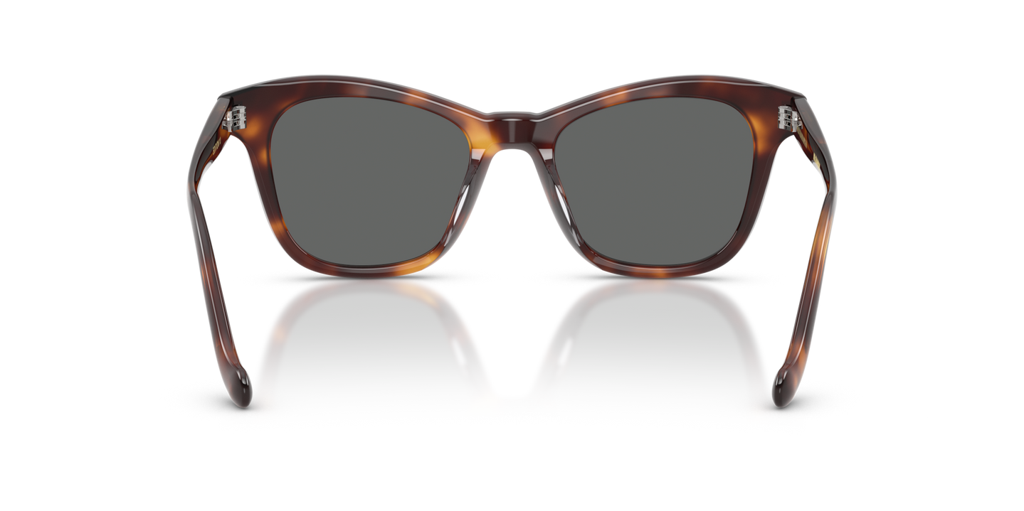 Sie Oliver Peoples Edition 10 mit Mahagoni dunkel Gestell und Grau Gläsern - Bild Stegplättchen