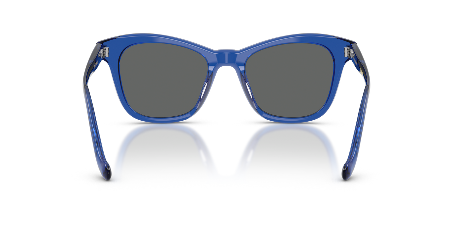 Sie Oliver Peoples Edition 10 mit Hellblau Gestell und Grau Gläsern - Bild Stegplättchen