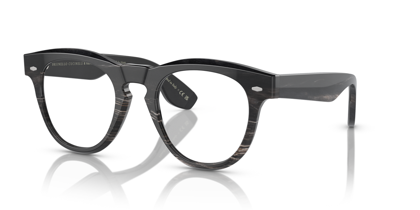 Oliver Peoples Nino Horn con montatura Corno Nero e lenti  Blu - Immagine Placchette