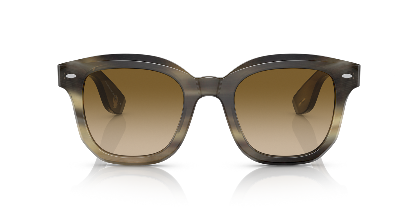 Oliver Peoples Filu' Horn avec une monture Corne Marron clair et des verres Brun - Image Matériau