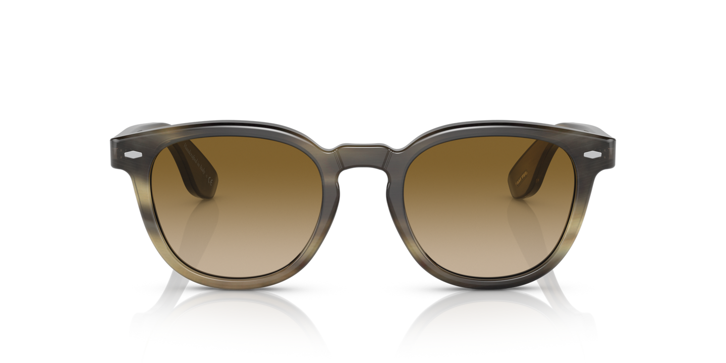 Oliver Peoples Jep Horn avec une monture Corne Marron clair et des verres Brun - Image Matériau