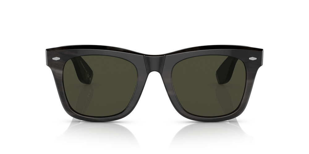 Oliver Peoples Mr. Brunello Horn with Dark Brown Horn frame and Green lenses - Image 2