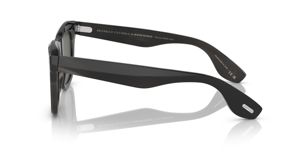 Oliver Peoples Mr. Brunello Horn with Dark Brown Horn frame and Green lenses - Image 4
