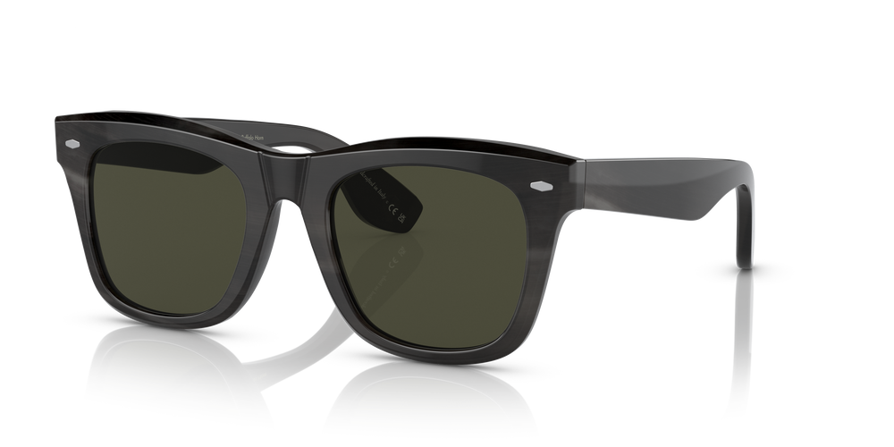 Oliver Peoples Mr. Brunello Horn with Dark Brown Horn frame and Green lenses - Image 3