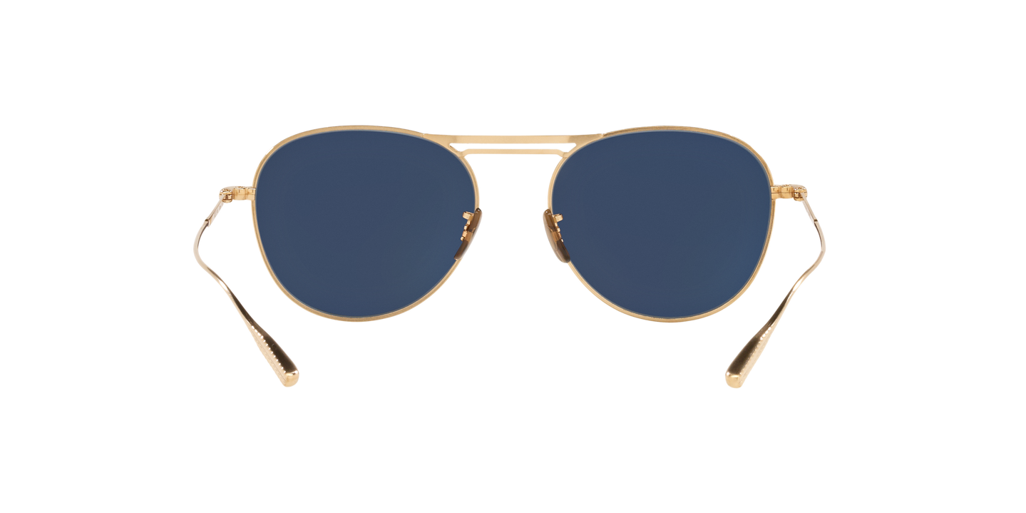 Oliver Peoples Cade-J with Gold/Black frame and Blue lenses - Image Nosepads