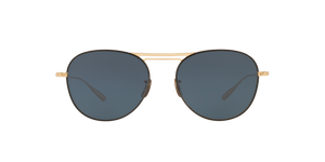 Oliver Peoples Cade-J avec une monture Or brossé/Marron et des verres Bleu - L'image 2