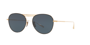 Oliver Peoples Cade-J with Brushed Gold/Brown frame and Blue lenses - Image 1