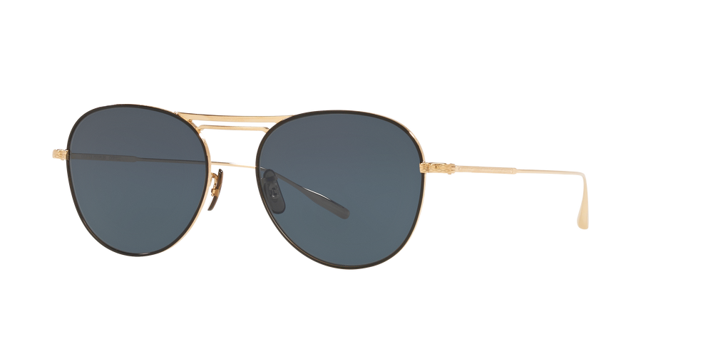 Oliver Peoples Cade-J avec une monture Or brossé/Marron et des verres Bleu - L'image 2
