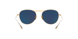 Oliver Peoples Cade-J avec une monture Or brossé/Marron et des verres Bleu - L'image 4