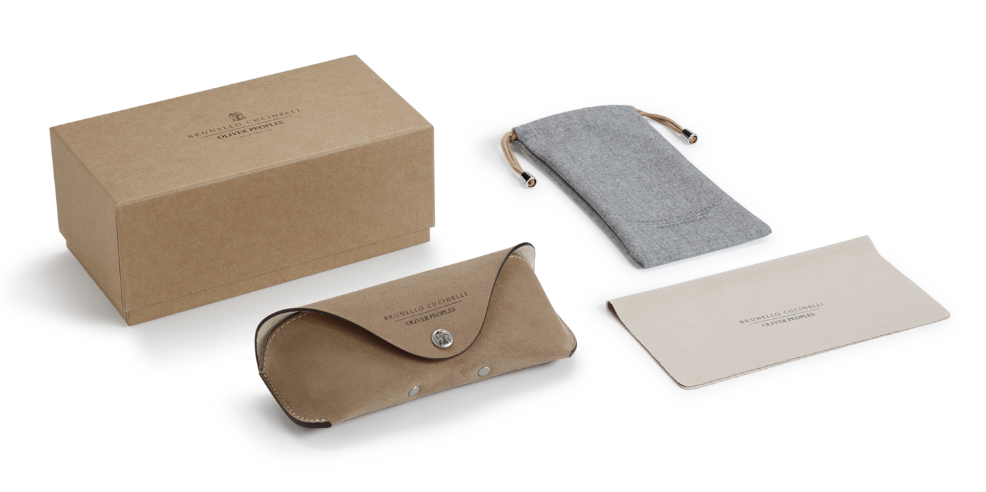 Oliver Peoples Mister Brunello with Vintage LBR frame and Green lenses - Image Premium Packaging