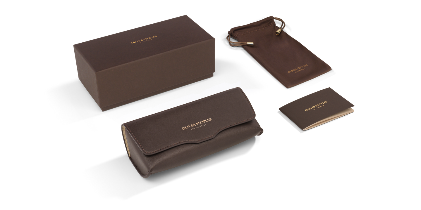 Oliver Peoples Finley Esq. Sun with Amber frame and Blue lenses - Image Premium Packaging
