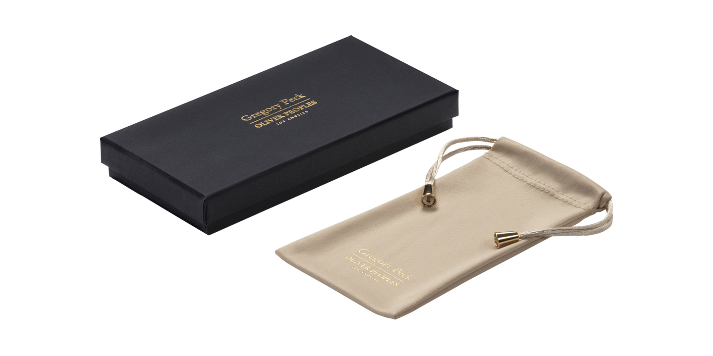 Sie Oliver Peoples Gregory Peck Clip mit Gold Gestell und Grün Gläsern - Bild Einem premium etui