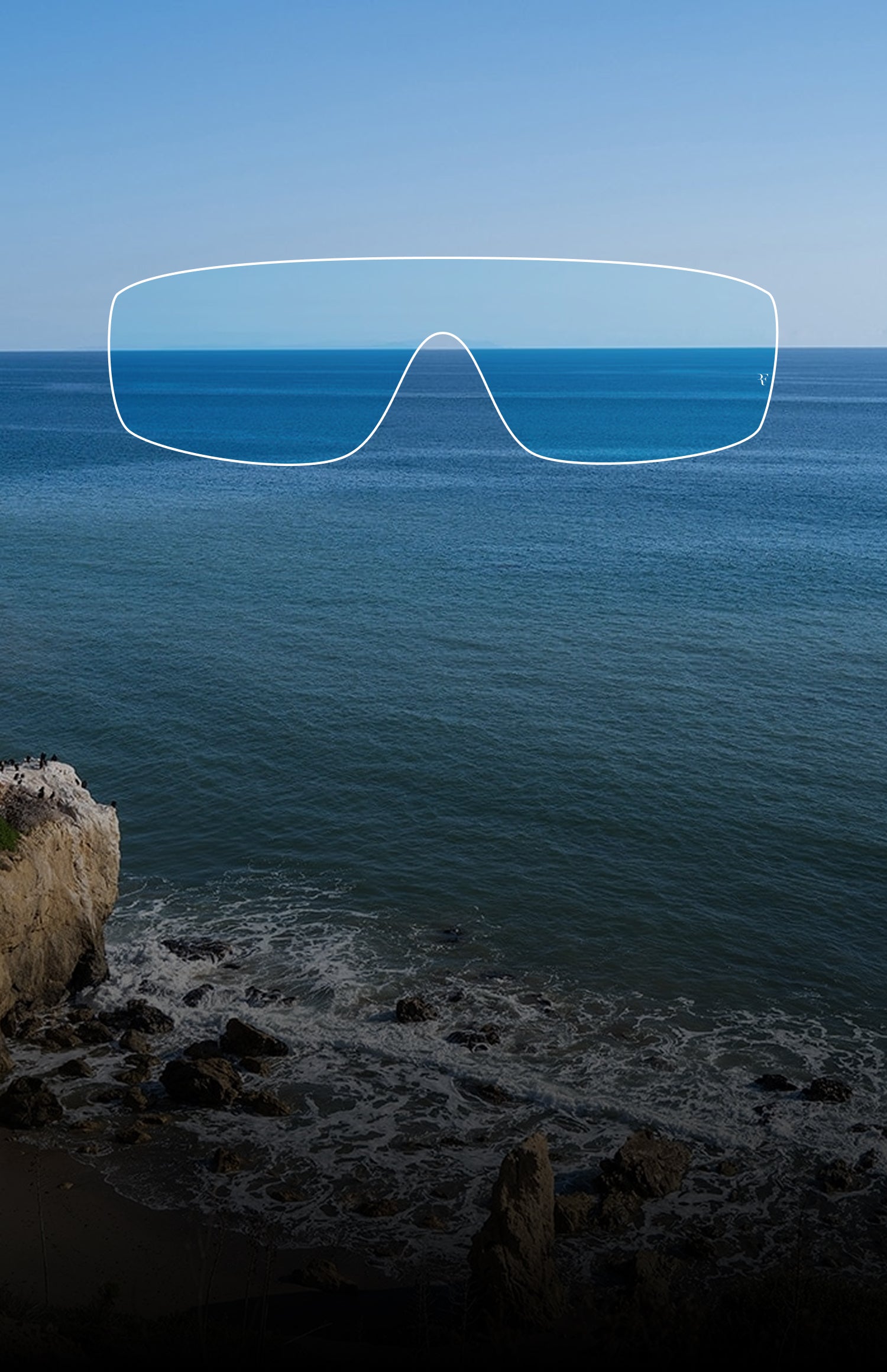 Oliver Peoples R-7 with Warm White frame and Marine Flash Mirror