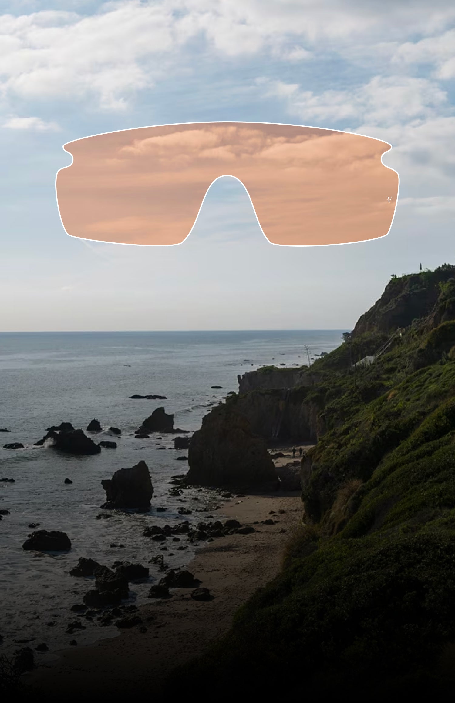 Oliver Peoples R-7 with Warm White frame and Marine Flash Mirror